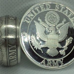 Silver .999 United States Army Coin Ring